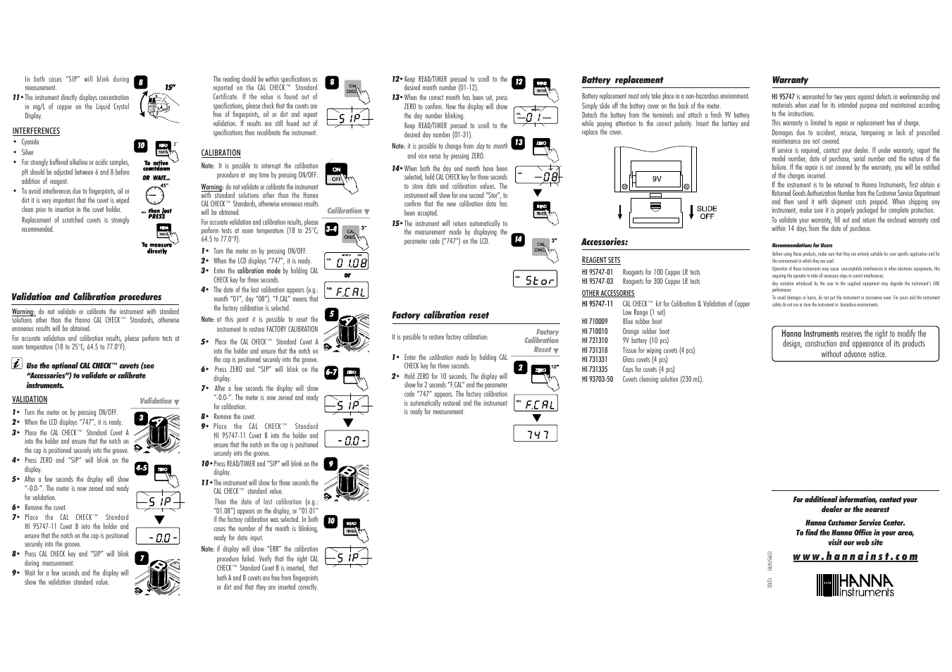 Hanna Instruments HI 95747 User Manual | Page 2 / 2