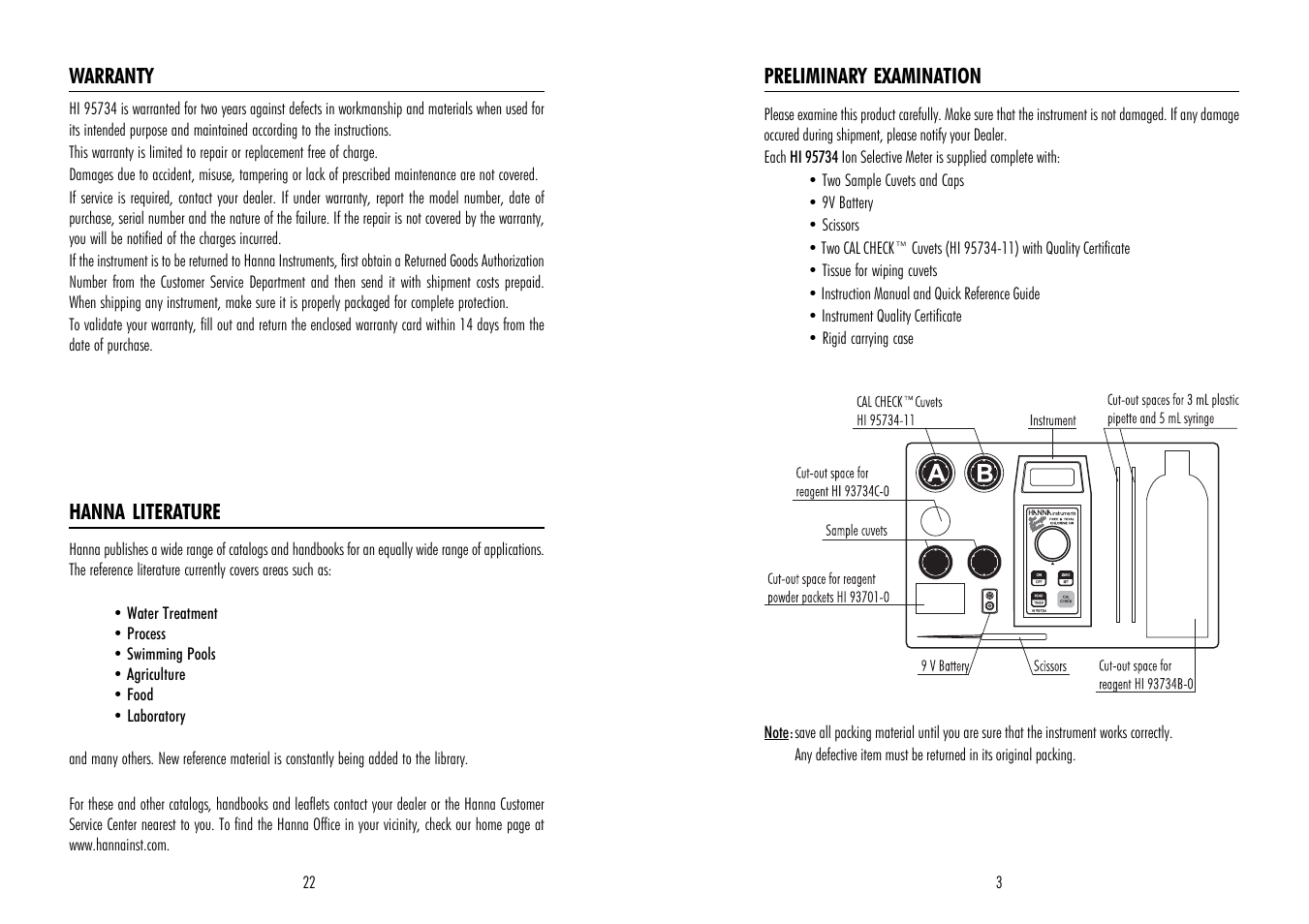Hanna Instruments HI 95734 User Manual | Page 3 / 12