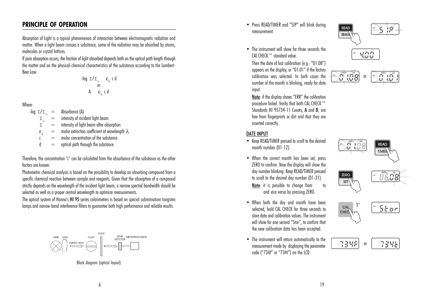 Principle of operation | Hanna Instruments HI 95734 User Manual | Page 6 / 12