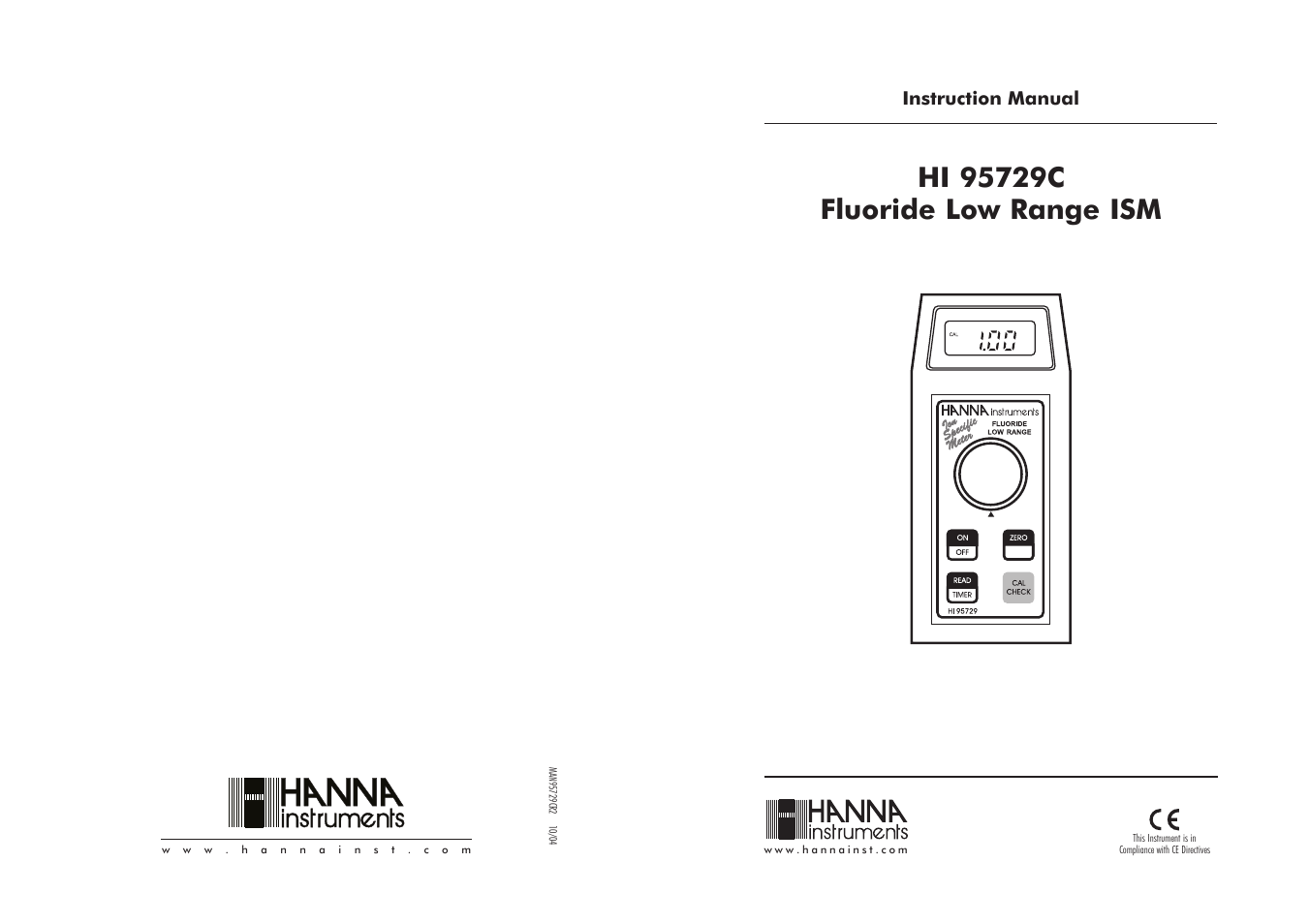Hanna Instruments HI 95729 User Manual | 10 pages