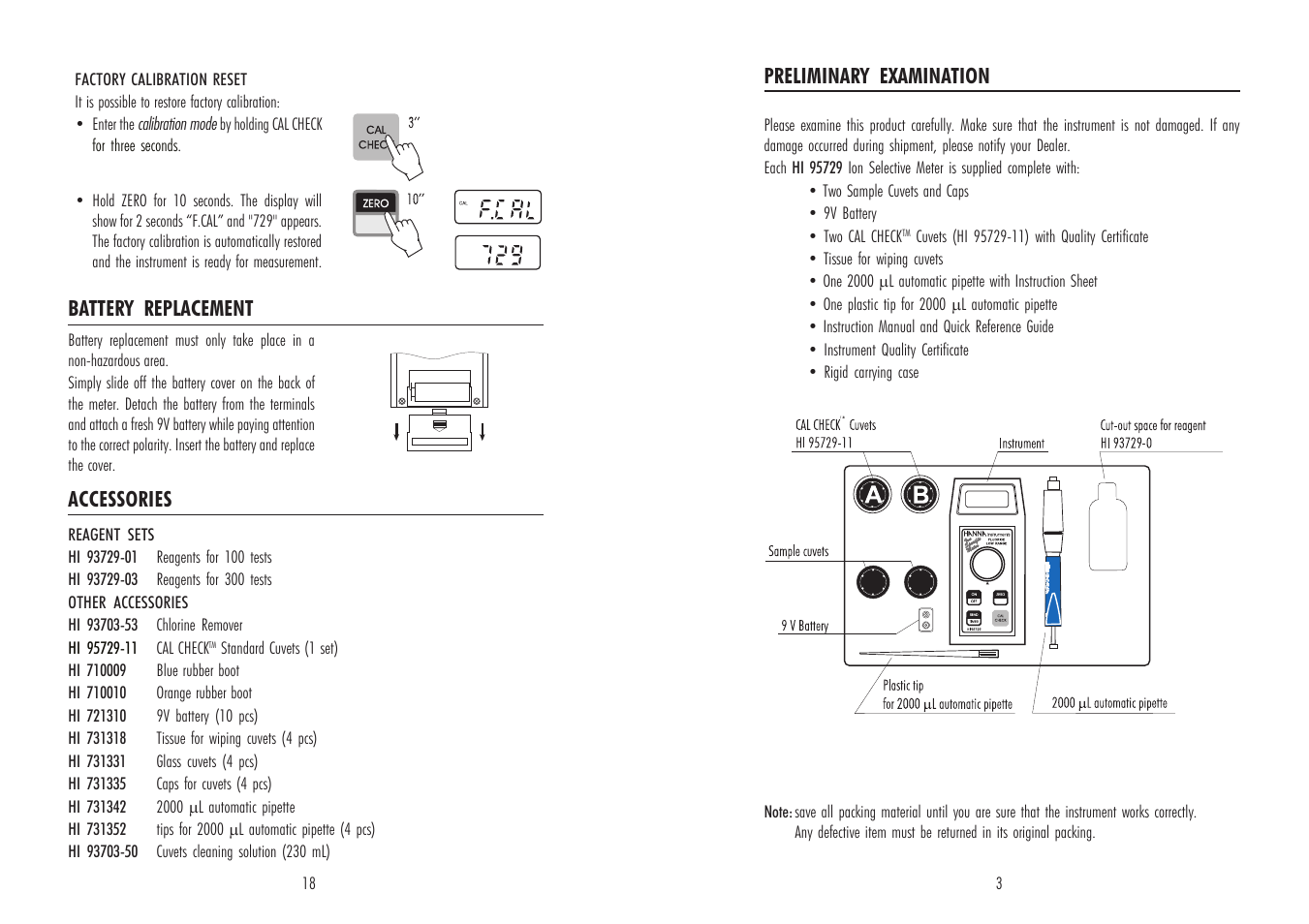 Hanna Instruments HI 95729 User Manual | Page 3 / 10