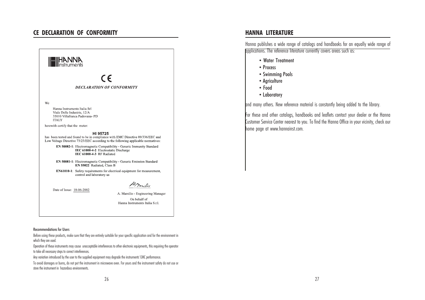 Hanna Instruments HI 95725C User Manual | Page 14 / 15