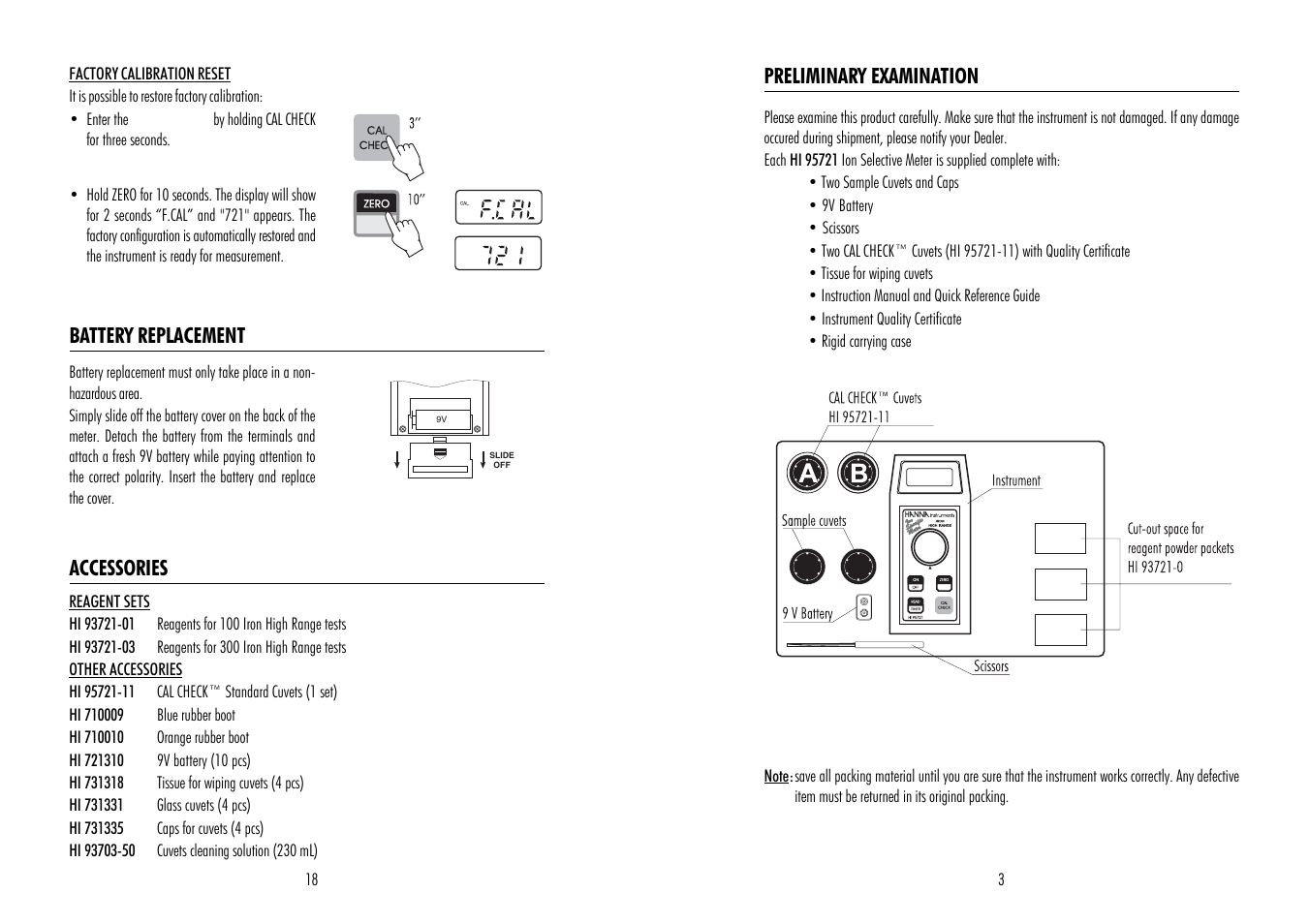 Hanna Instruments HI 95721 User Manual | Page 3 / 10