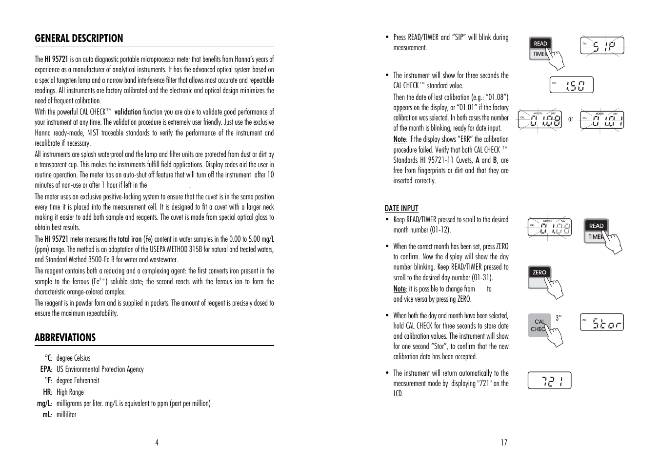 Hanna Instruments HI 95721 User Manual | Page 4 / 10