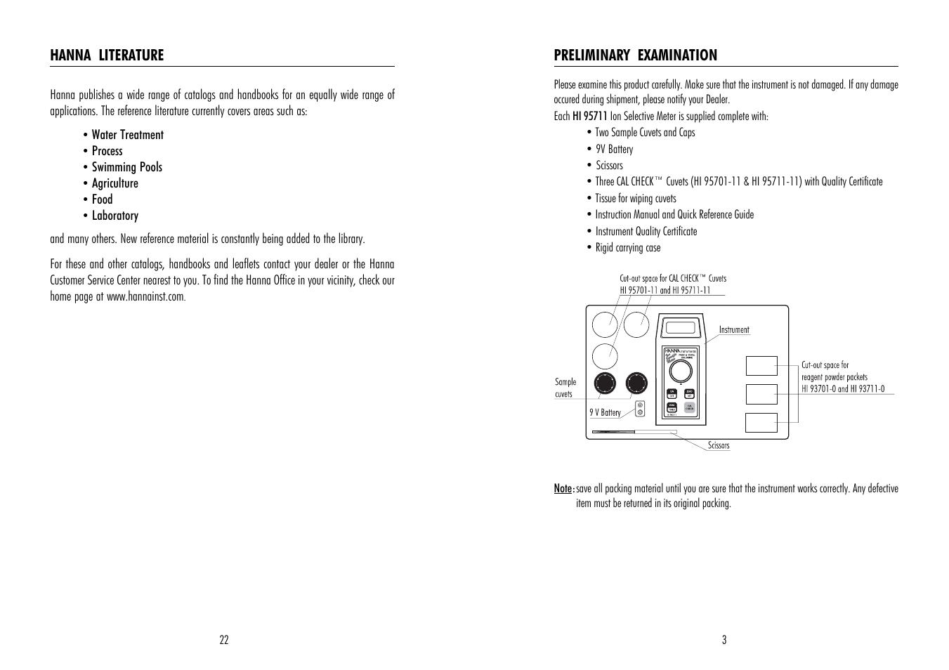 Hanna Instruments HI 95711 User Manual | Page 3 / 12