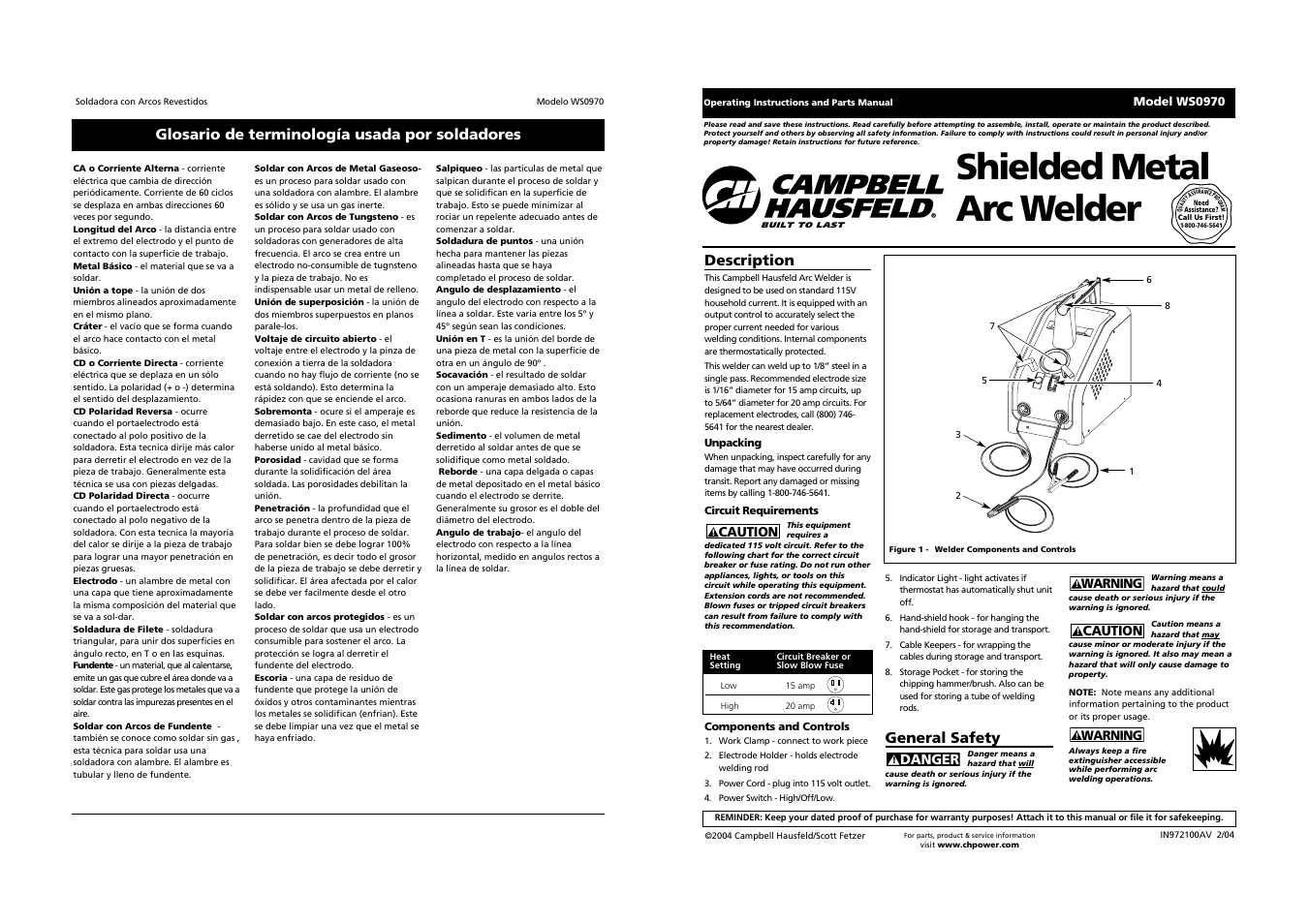 Campbell Hausfeld WS0970 User Manual | 18 pages