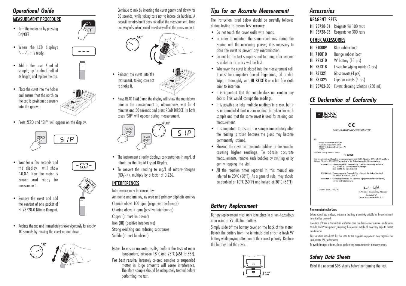 Operational guide | Hanna Instruments HI 93828 User Manual | Page 2 / 2