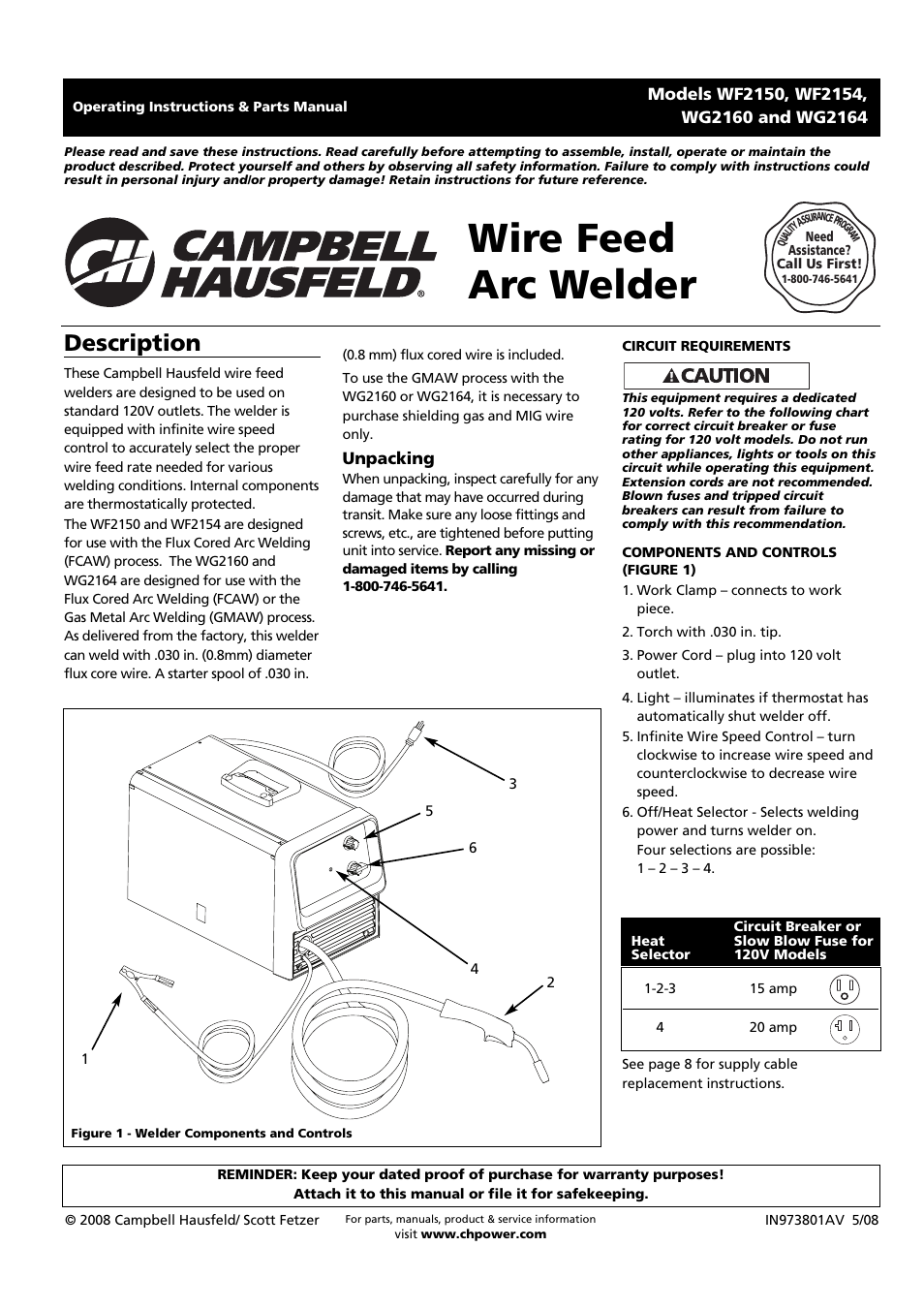 Campbell Hausfeld WF2150 User Manual | 40 pages