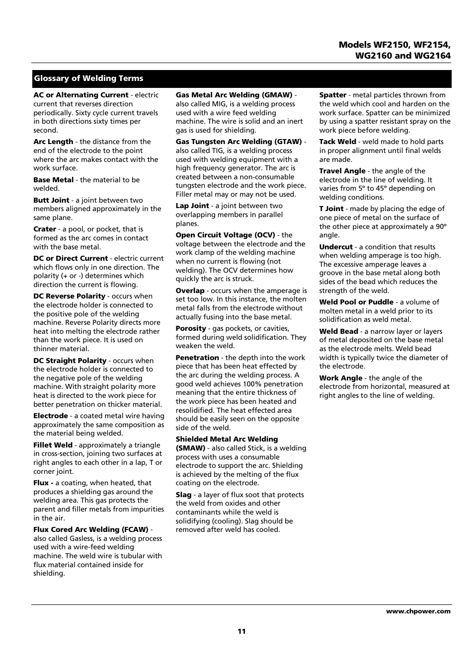 Campbell Hausfeld WF2150 User Manual | Page 11 / 40