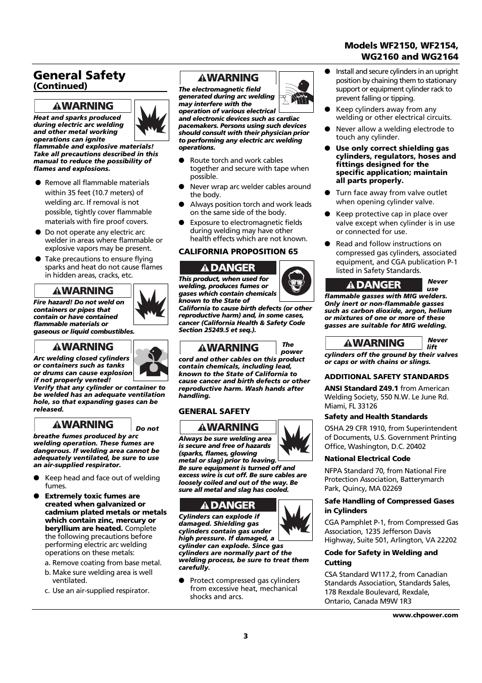 General safety | Campbell Hausfeld WF2150 User Manual | Page 3 / 40