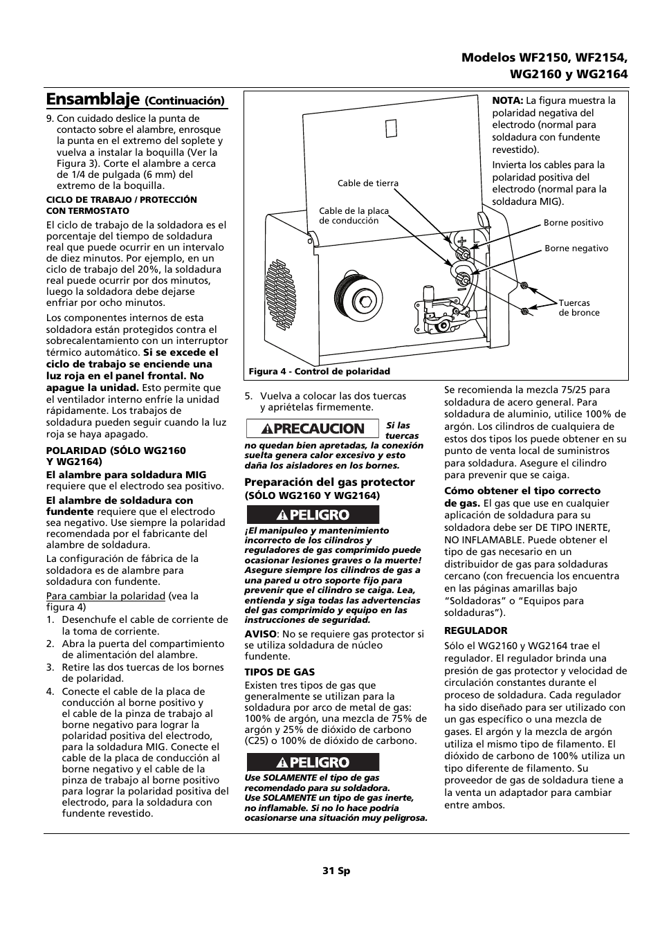 Ensamblaje | Campbell Hausfeld WF2150 User Manual | Page 31 / 40