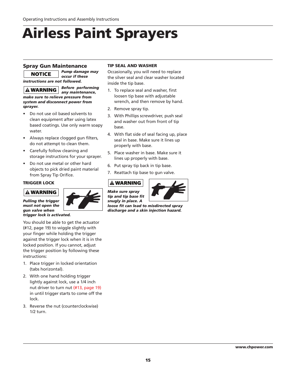 Airless paint sprayers | Campbell Hausfeld PS120B User Manual | Page 15 / 24