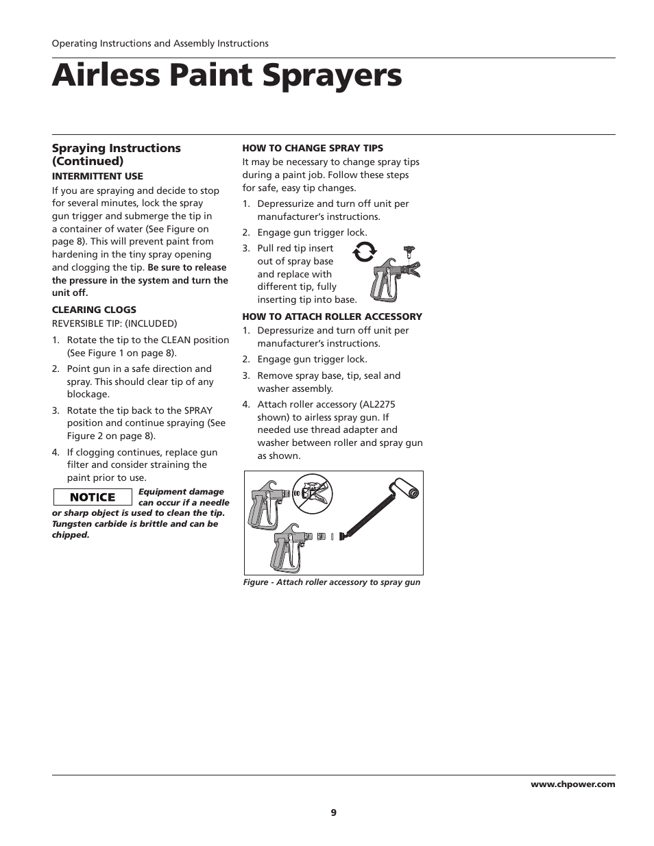 Airless paint sprayers | Campbell Hausfeld PS120B User Manual | Page 9 / 24