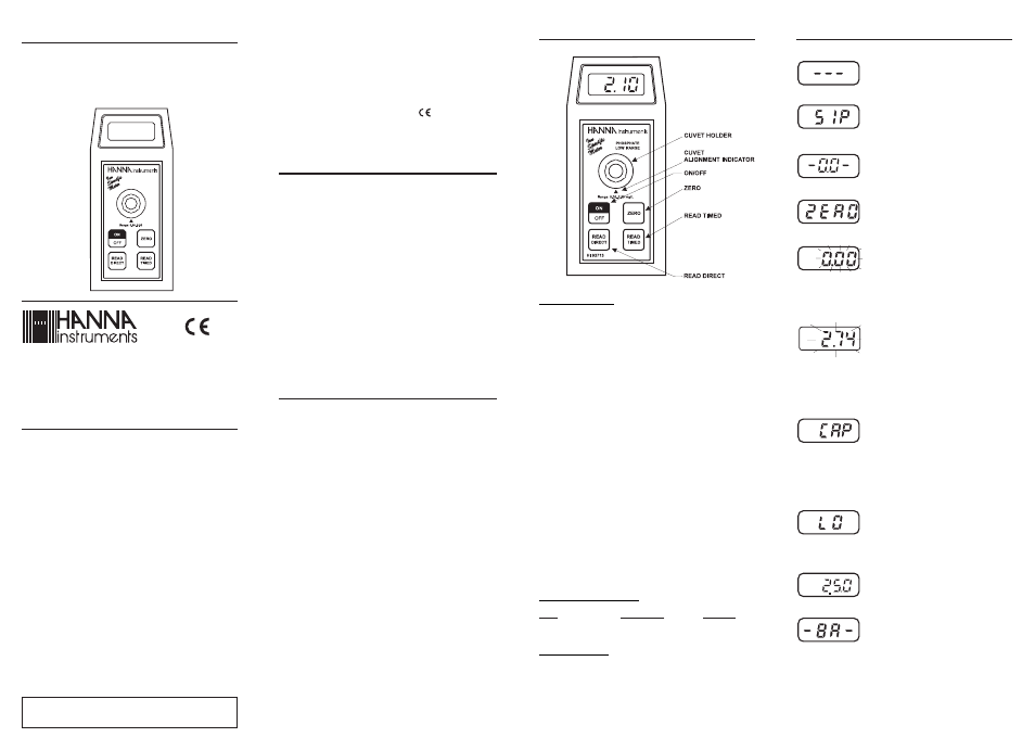 Hanna Instruments HI 93713 User Manual | 2 pages