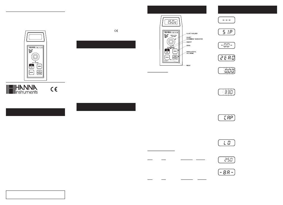 Hanna Instruments HI 93711 User Manual | 2 pages