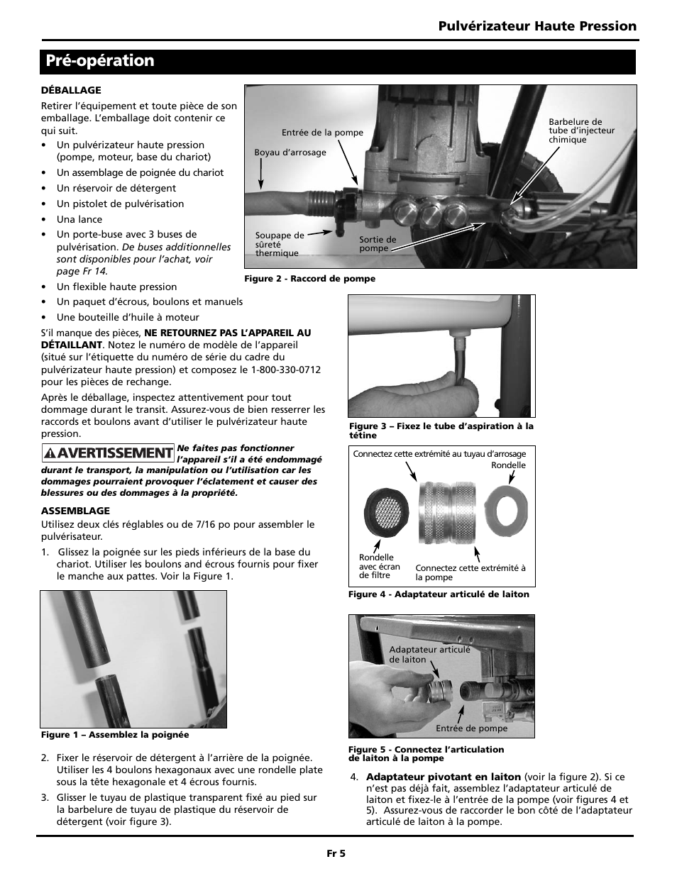 Pré-opération, Pulvérizateur haute pression | Campbell Hausfeld BUILT TO LAST PW3002 User Manual | Page 21 / 48