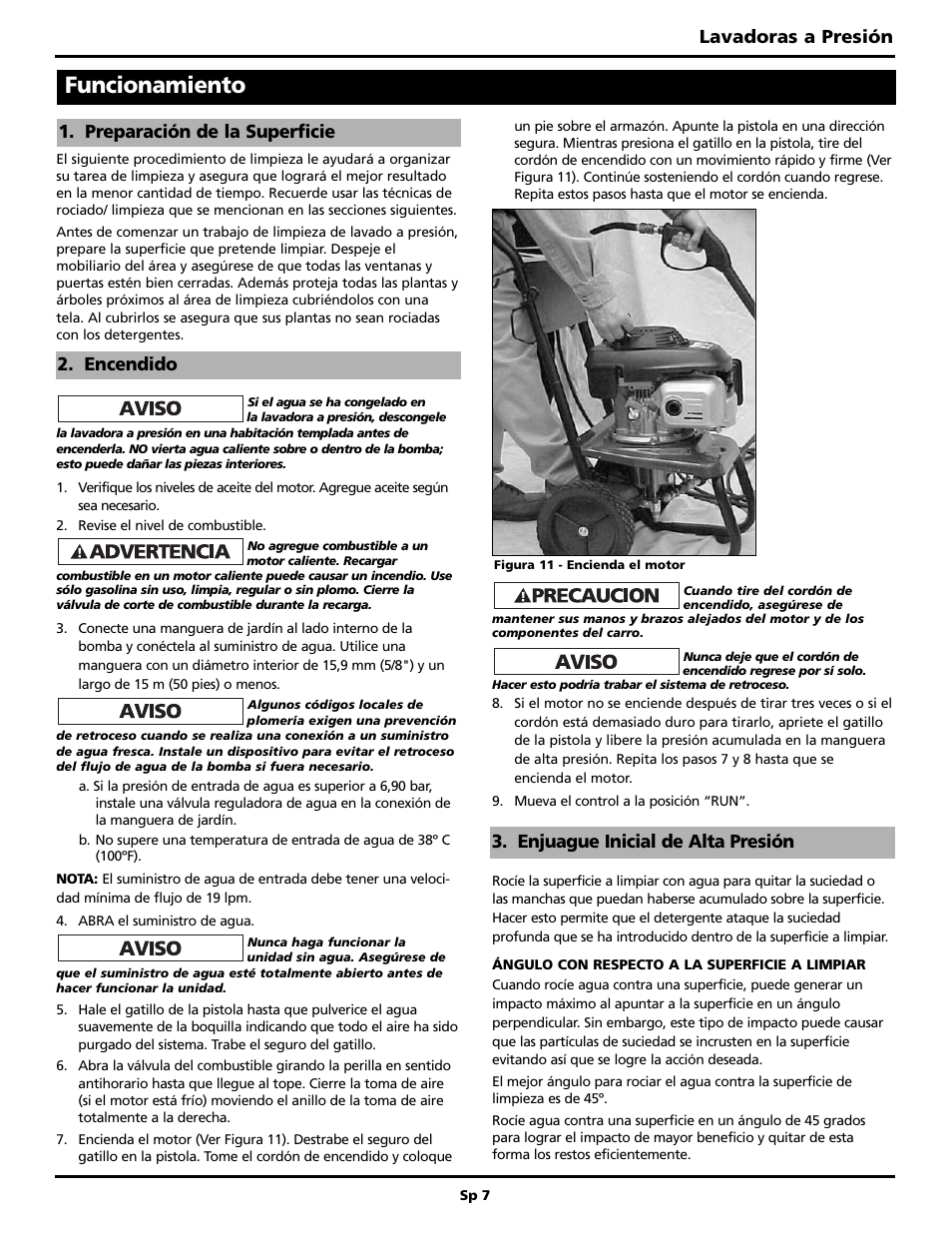 Funcionamiento, Lavadoras a presión | Campbell Hausfeld BUILT TO LAST PW3002 User Manual | Page 39 / 48