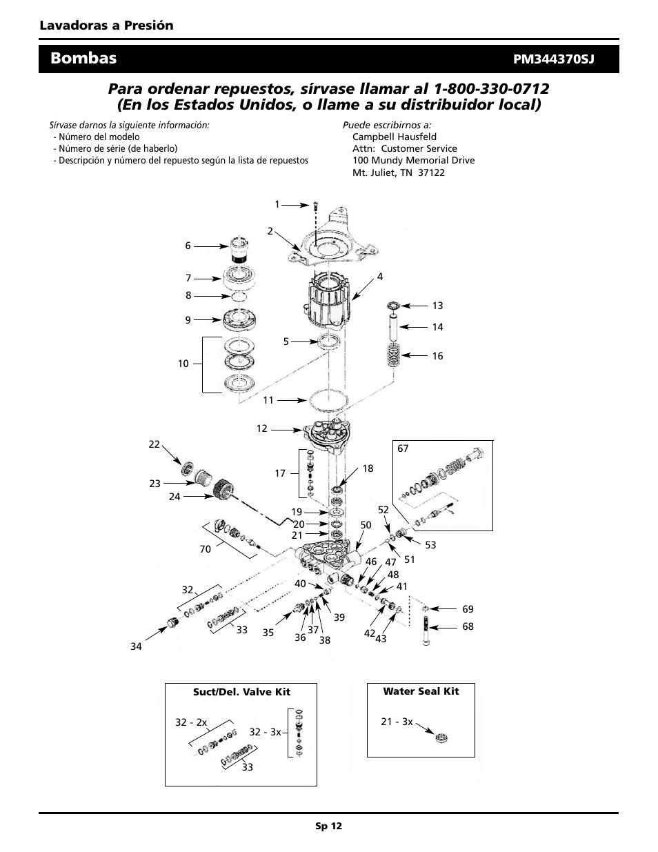 Bombas, Lavadoras a presión | Campbell Hausfeld BUILT TO LAST PW3002 User Manual | Page 44 / 48