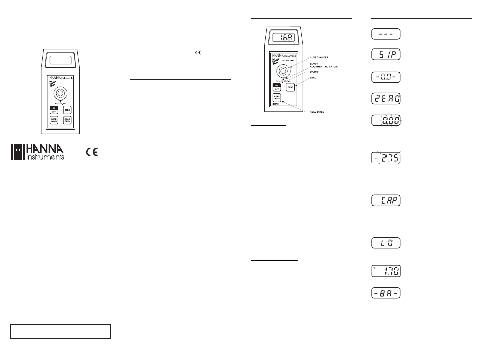 Hanna Instruments HI 93701 User Manual | 2 pages