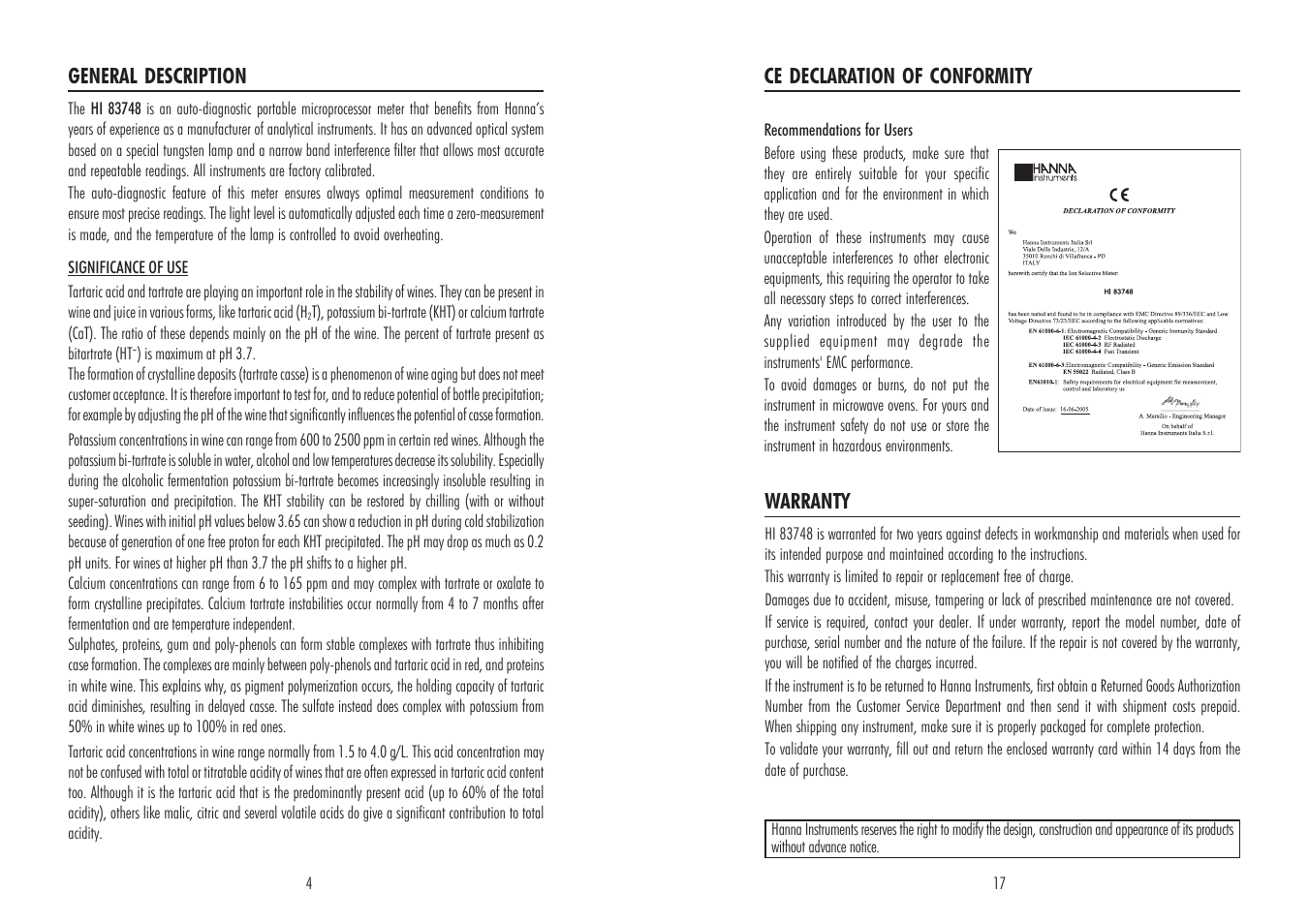 Hanna Instruments HI 83748 User Manual | Page 4 / 10