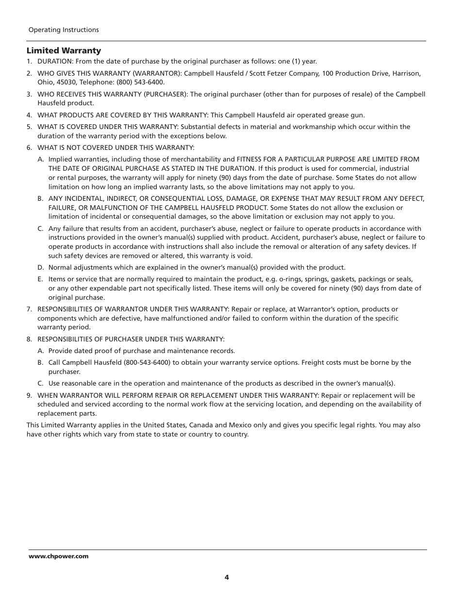 Campbell Hausfeld TL103700AV User Manual | Page 4 / 12
