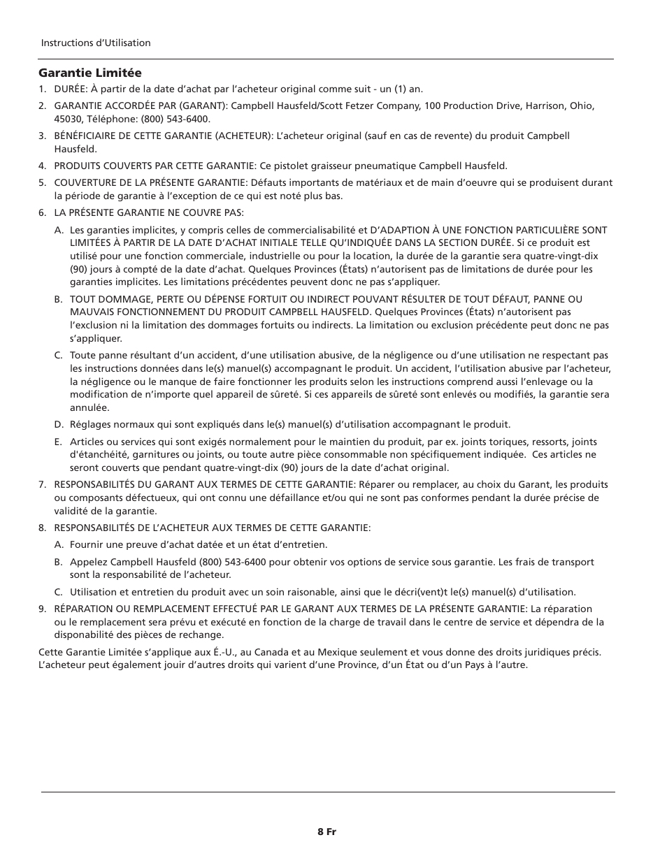 Campbell Hausfeld TL103700AV User Manual | Page 8 / 12