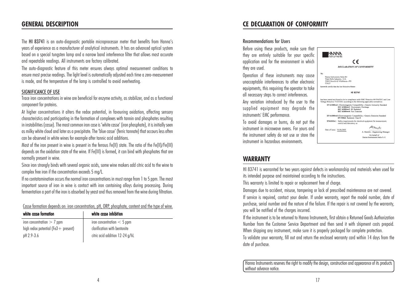 Hanna Instruments HI 83741 User Manual | Page 4 / 10