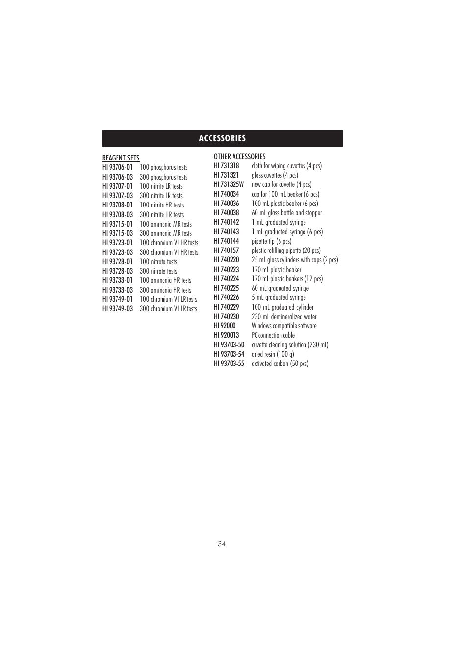 Hanna Instruments HI 83218-01 User Manual | Page 34 / 36