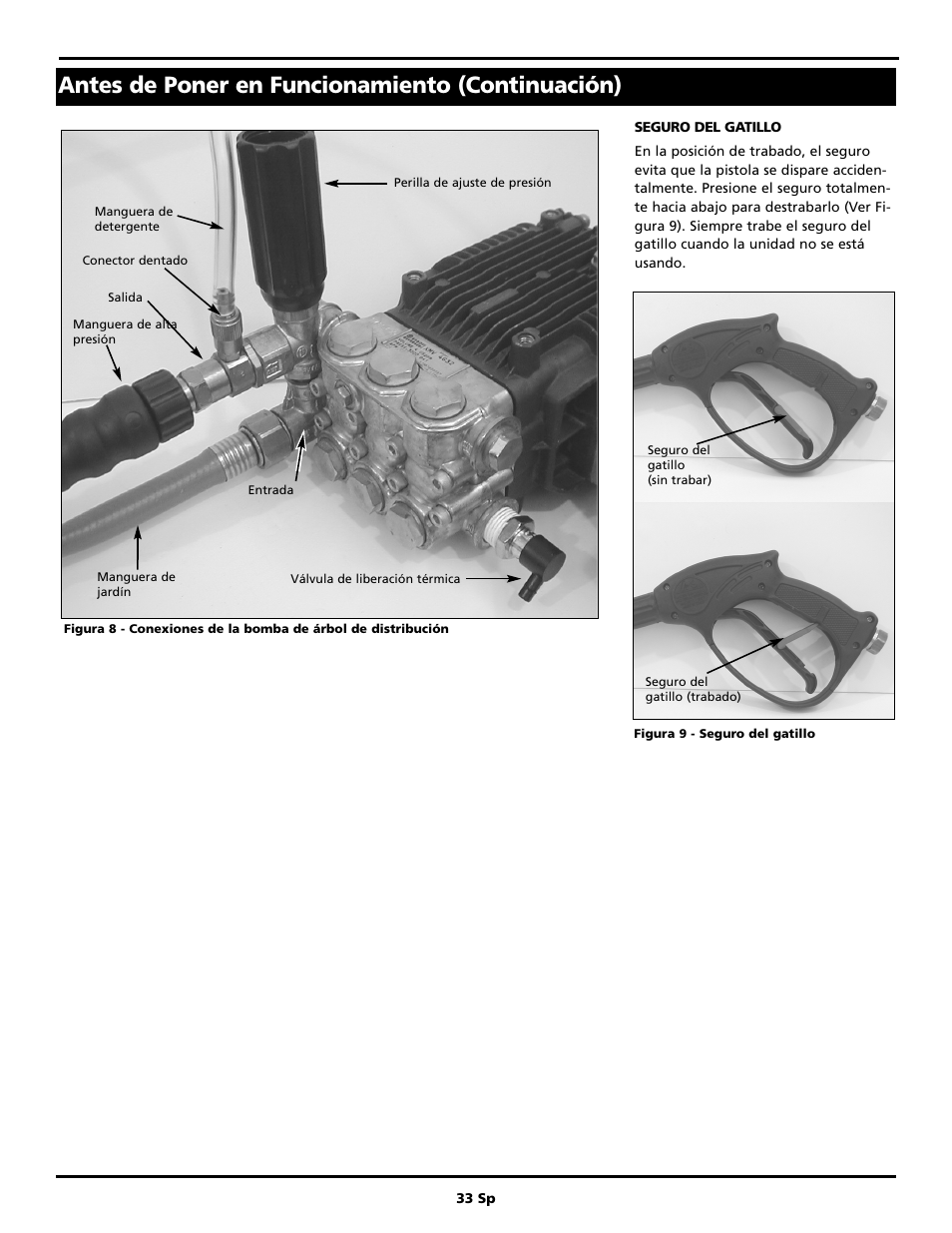 Antes de poner en funcionamiento (continuación) | Campbell Hausfeld PW2220 User Manual | Page 33 / 44