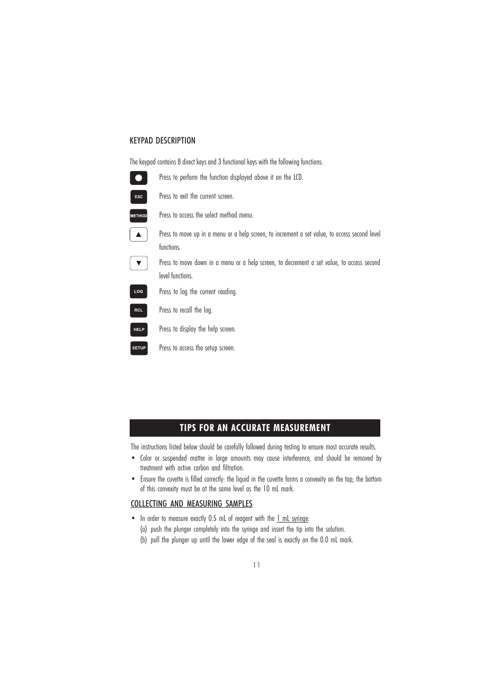Tips for an accurate measurement | Hanna Instruments HI 83216-01 User Manual | Page 11 / 36