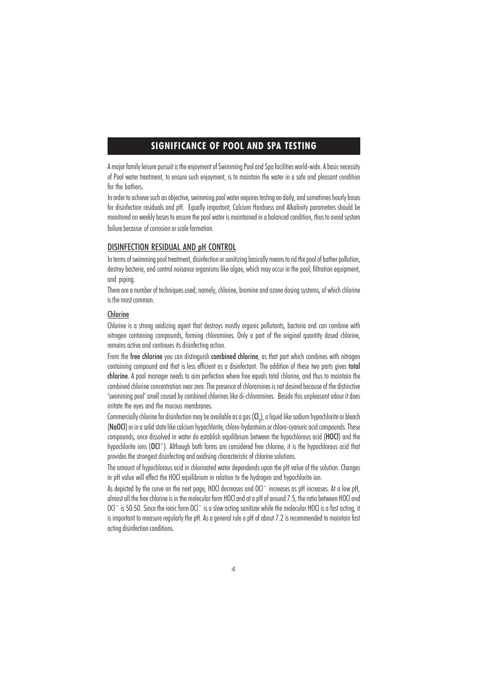 Significance of pool and spa testing | Hanna Instruments HI 83216-01 User Manual | Page 4 / 36