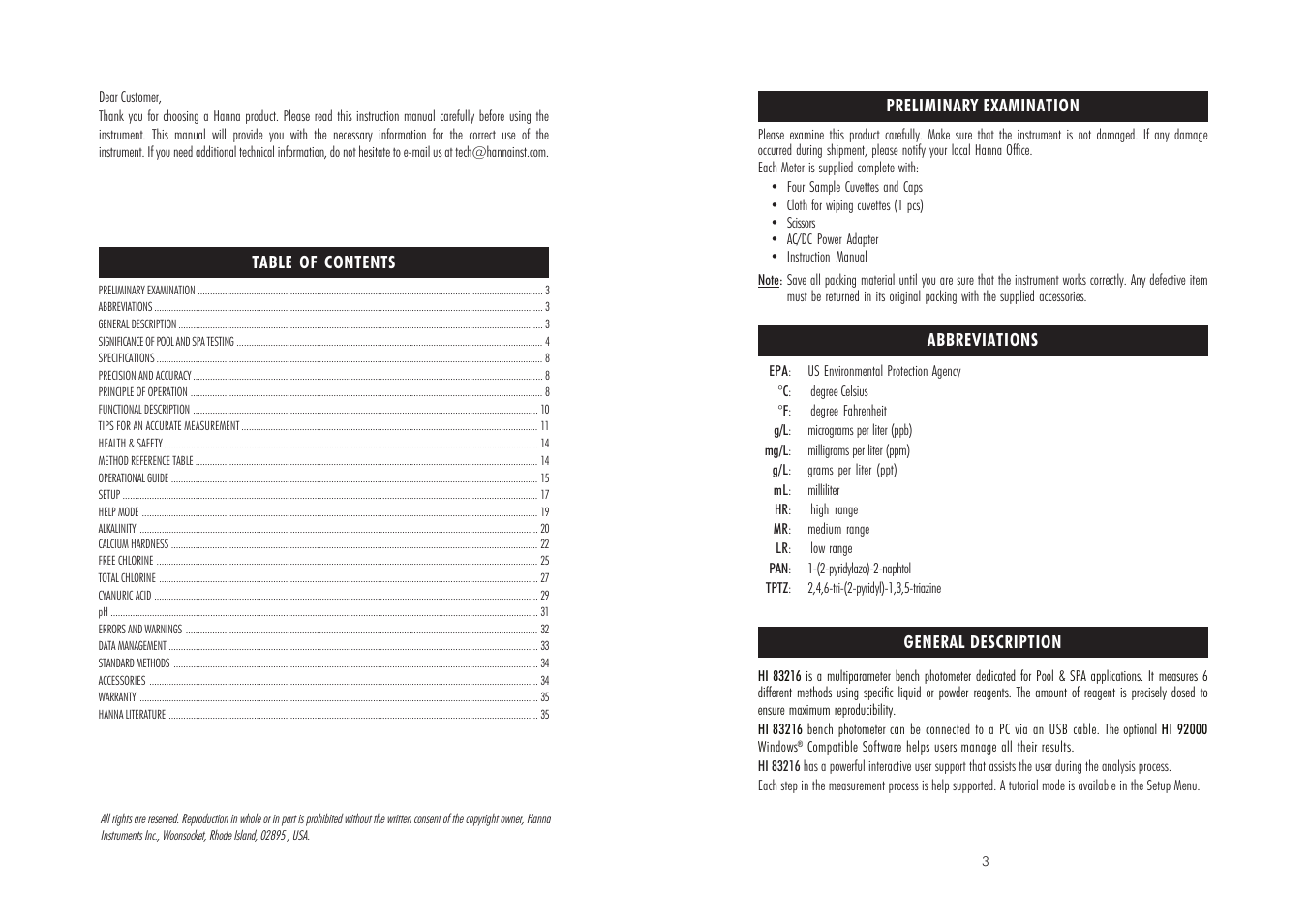 Hanna Instruments HI 83216 User Manual | Page 2 / 19