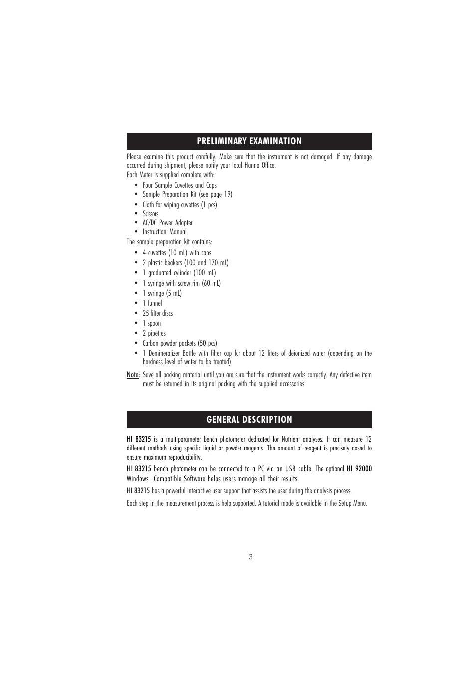 Hanna Instruments HI 83215 User Manual | Page 3 / 52