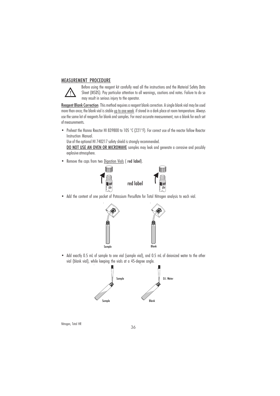 Red label | Hanna Instruments HI 83214 User Manual | Page 36 / 72