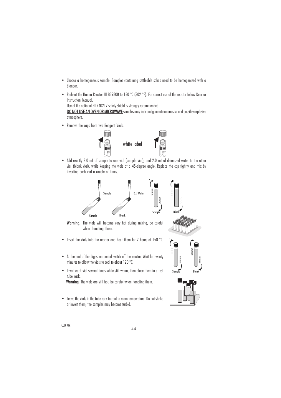 White label | Hanna Instruments HI 83214 User Manual | Page 44 / 72