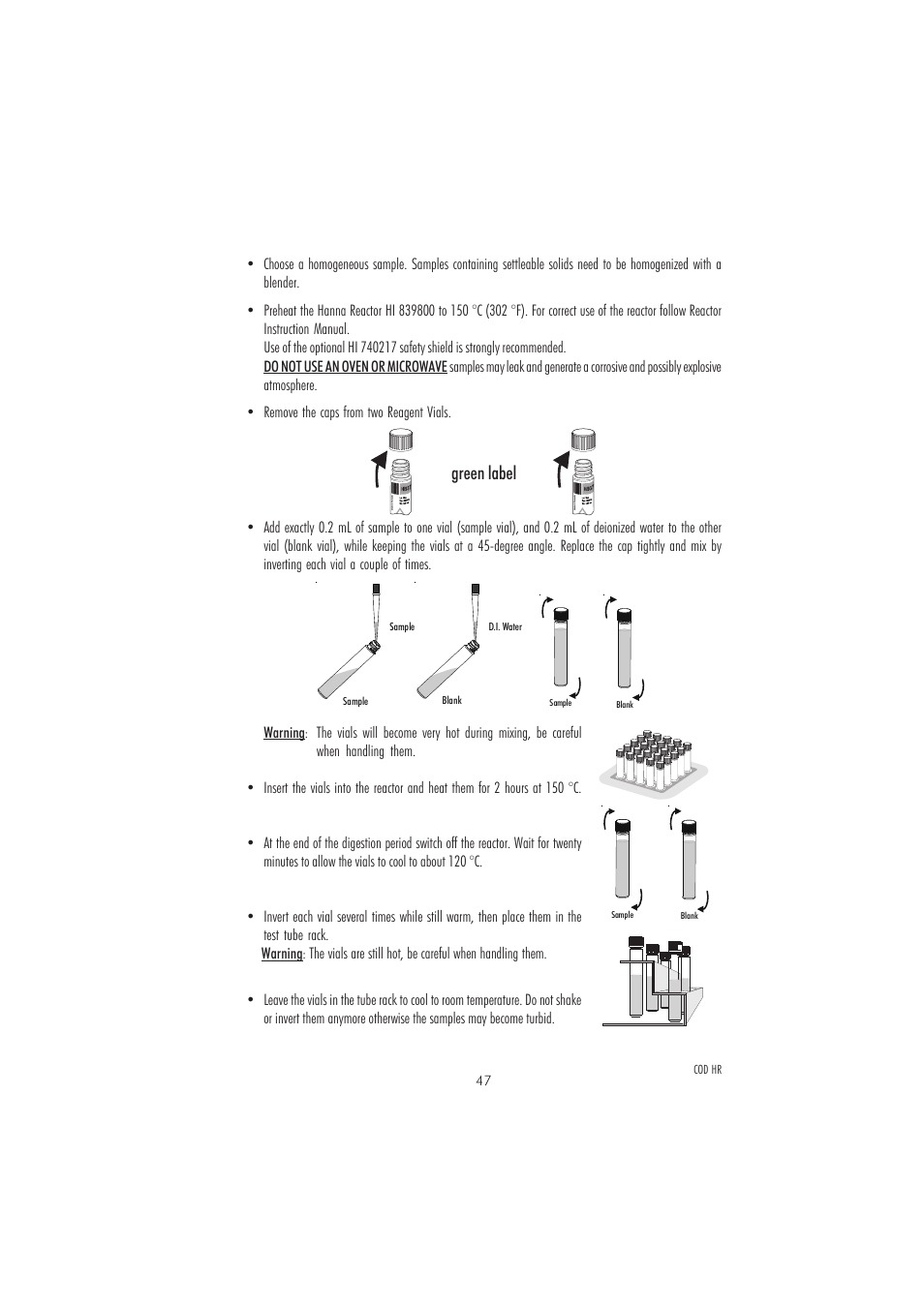 Green label | Hanna Instruments HI 83214 User Manual | Page 47 / 72