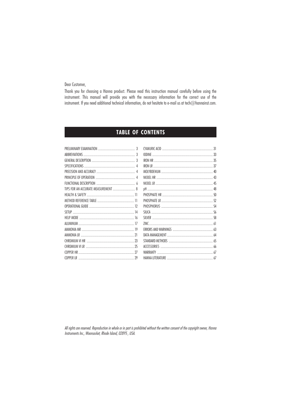 Hanna Instruments HI 83211 User Manual | Page 2 / 68