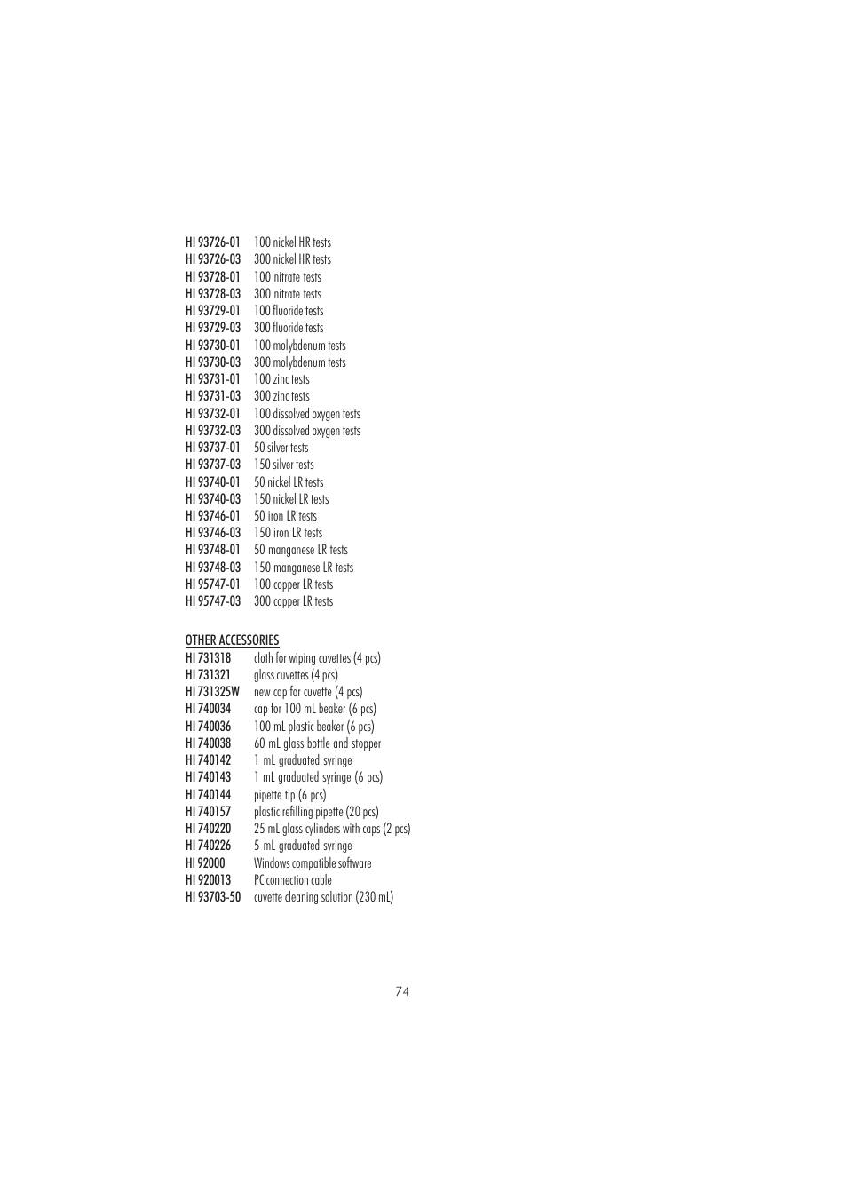 Hanna Instruments HI 83208 User Manual | Page 74 / 76