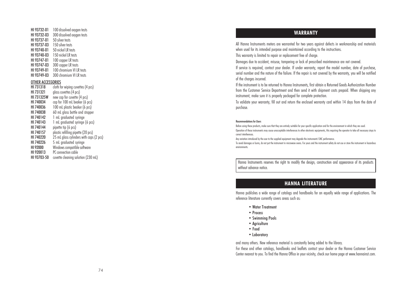 Hanna Instruments HI 83206-2008 User Manual | Page 38 / 39