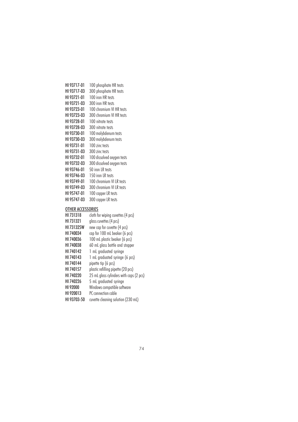 Hanna Instruments HI 83205 User Manual | Page 74 / 76