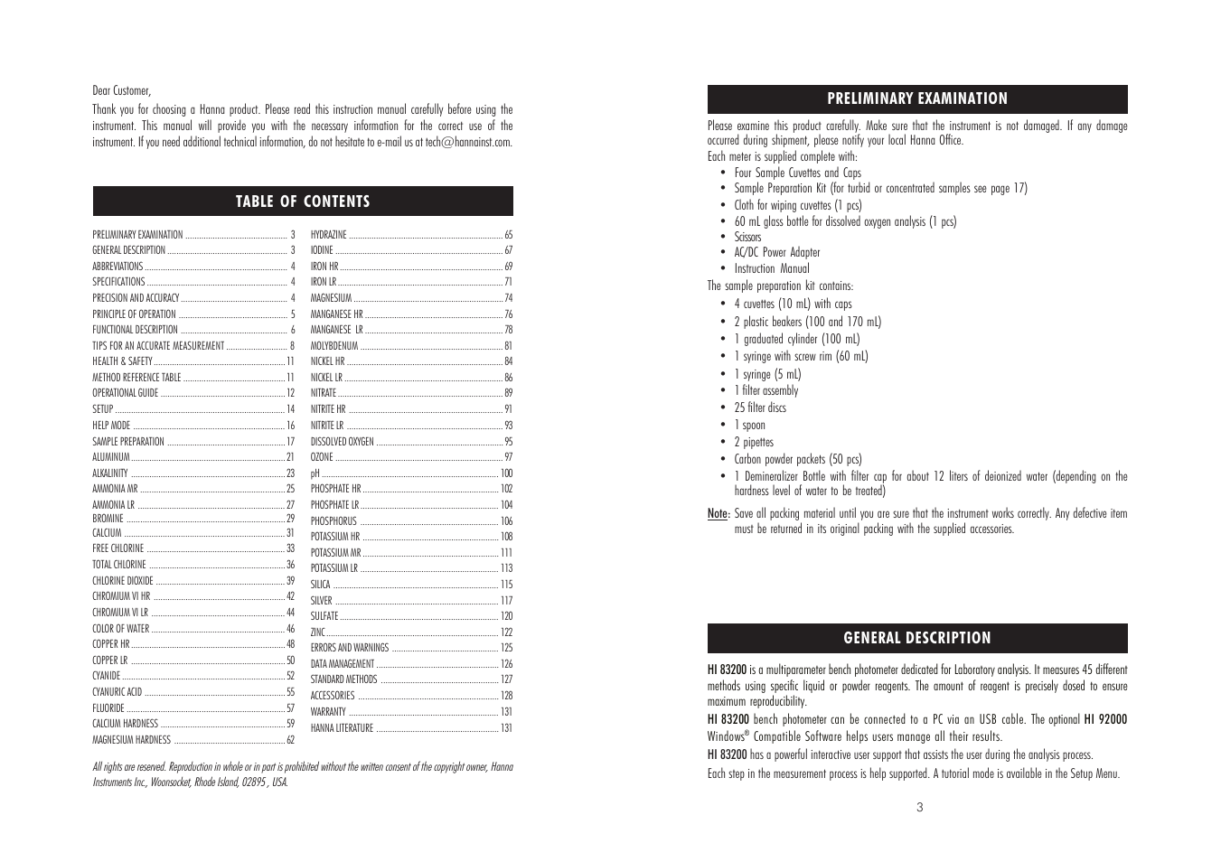 Hanna Instruments HI 83200C User Manual | Page 2 / 67