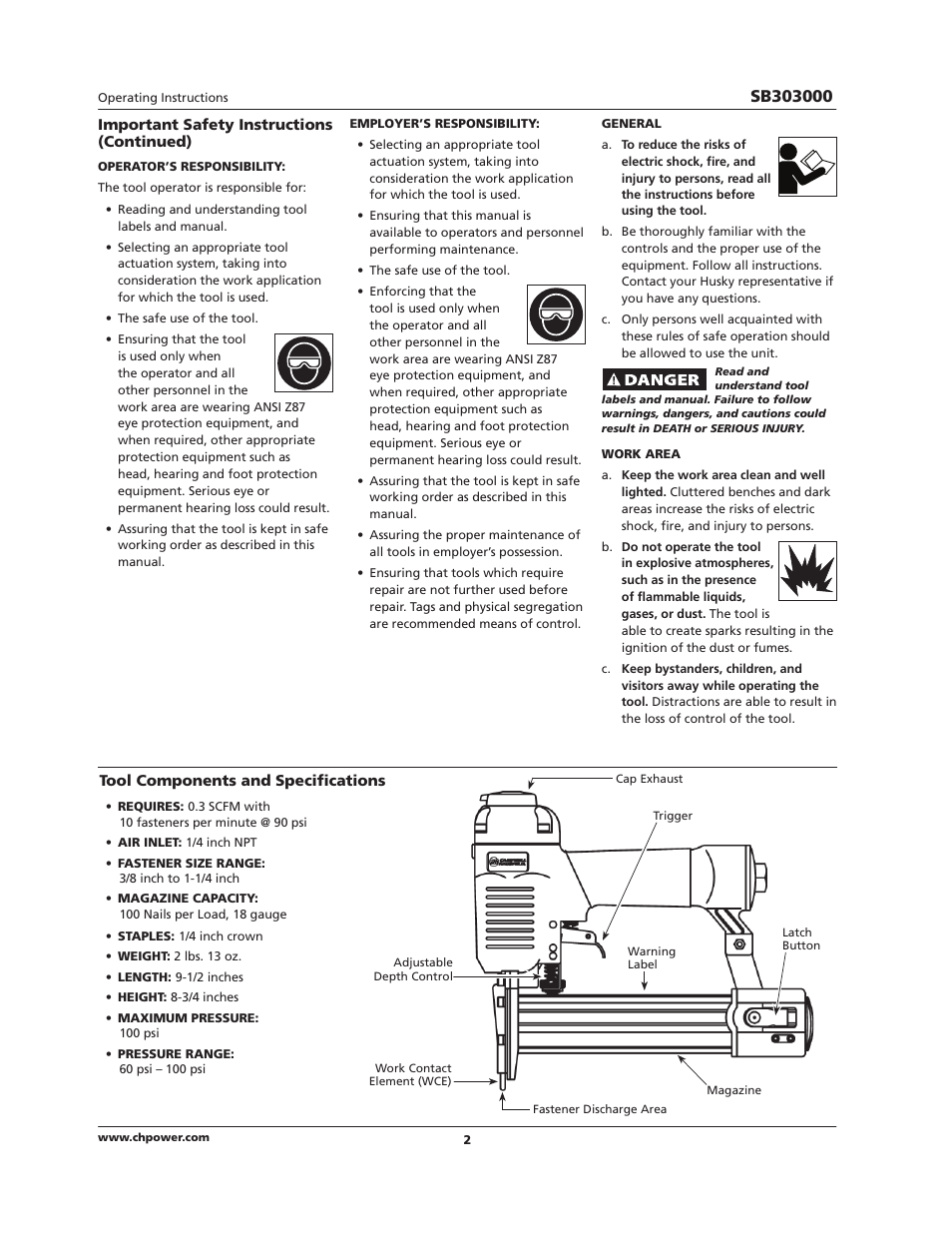 Campbell Hausfeld IN724801AV User Manual | Page 2 / 24