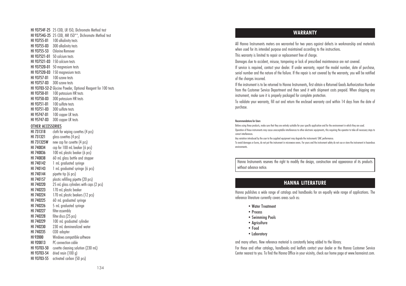 Hanna Instruments HI 83099 User Manual | Page 68 / 69