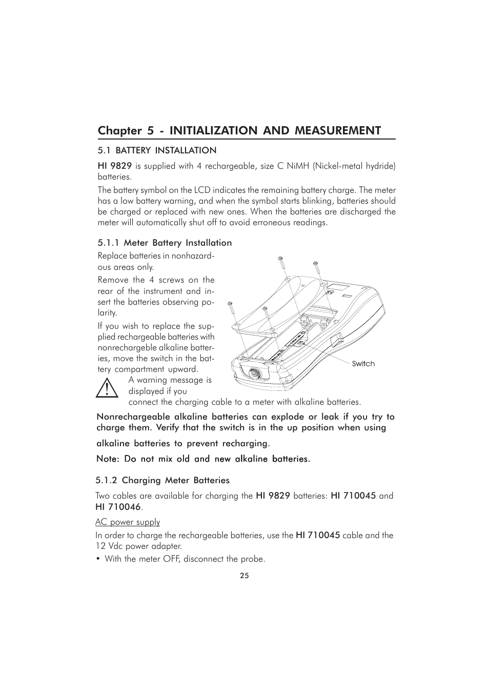 Chapter 5 - initialization and measurement | Hanna Instruments HI 9829 User Manual | Page 25 / 104