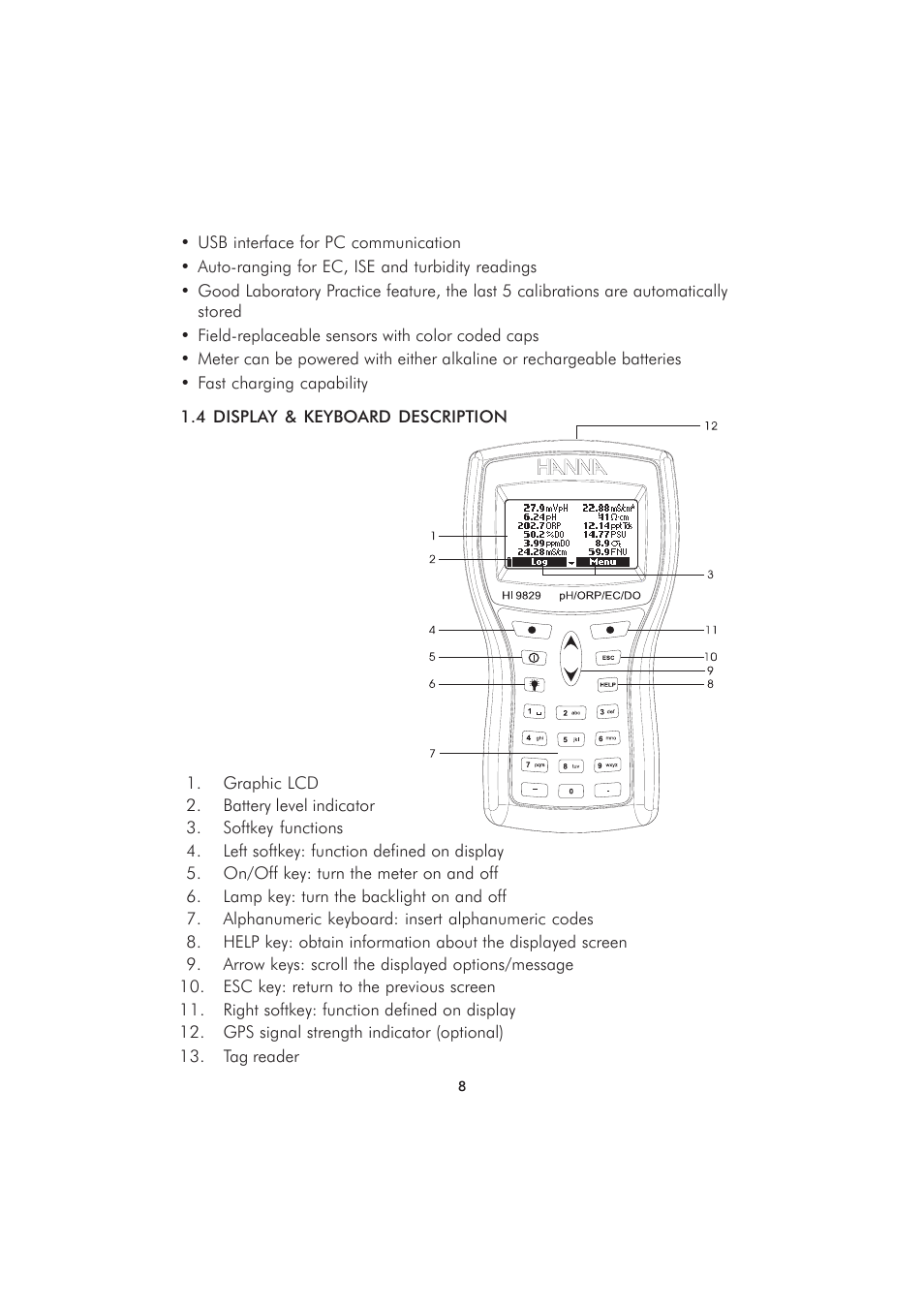 Hanna Instruments HI 9829 User Manual | Page 8 / 104