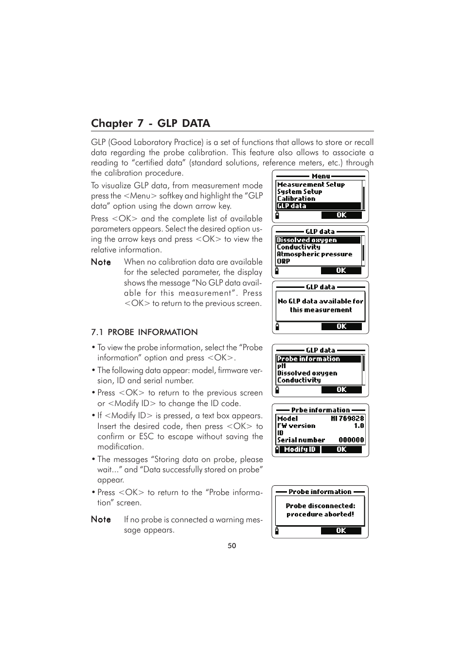 Chapter 7 - glp data | Hanna Instruments HI 98280 User Manual | Page 50 / 64