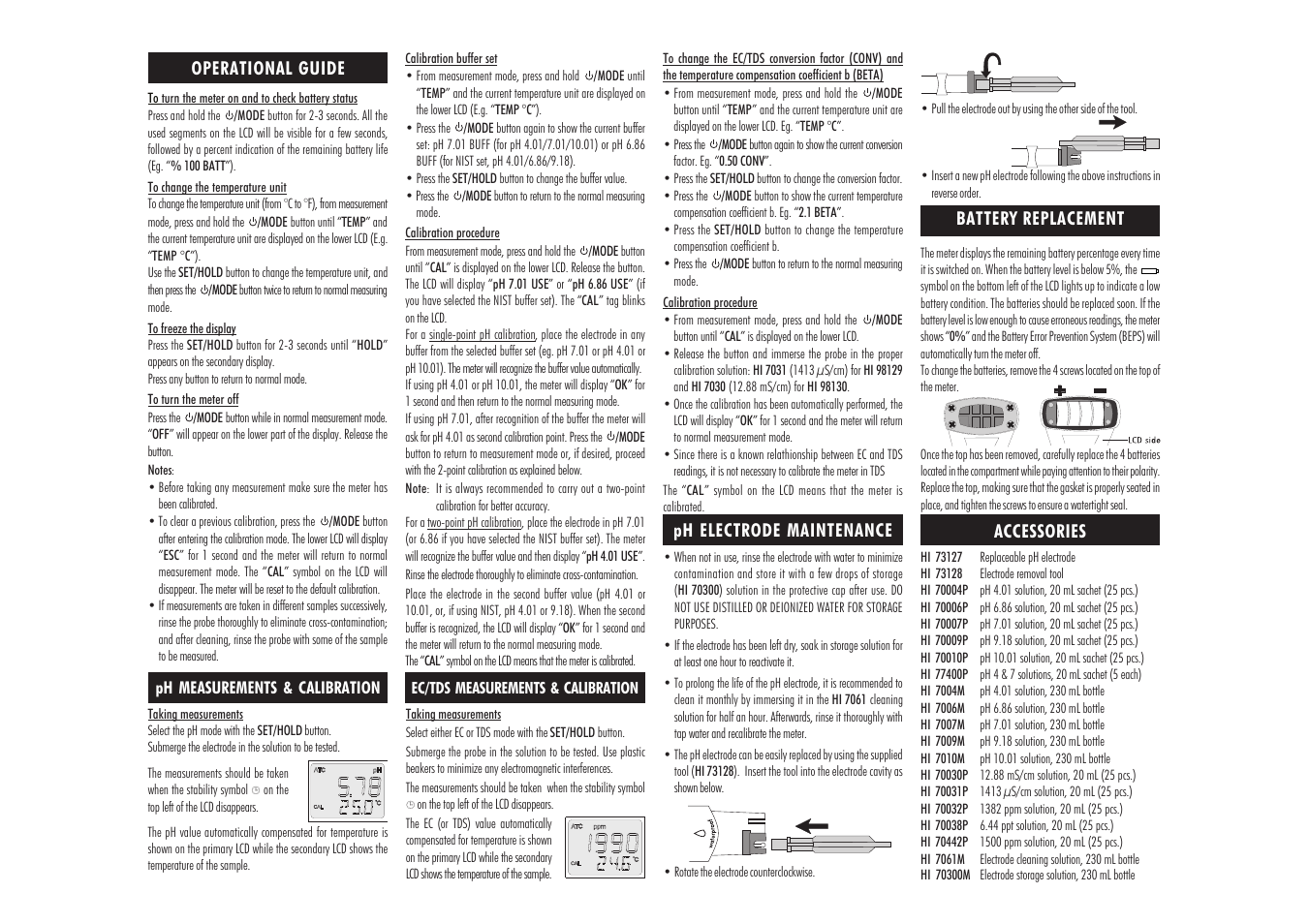 Hanna Instruments HI 98129 User Manual | Page 2 / 2