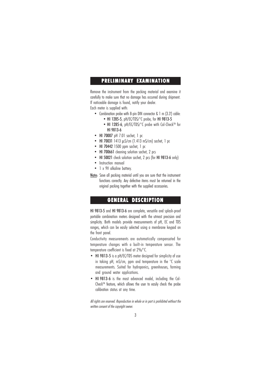 Hanna Instruments HI 9813-6 User Manual | Page 3 / 16