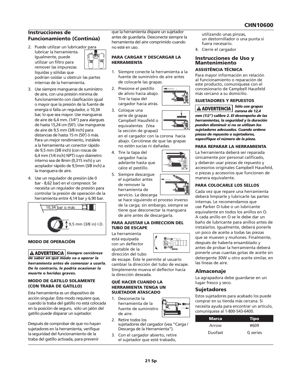 Campbell Hausfeld CHN10600 User Manual | Page 21 / 24