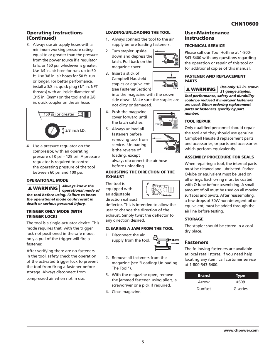 Campbell Hausfeld CHN10600 User Manual | Page 5 / 24